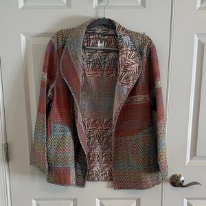 NWT Sharon Young Reversible Open Front Pockets Patterned Jacket Size XL